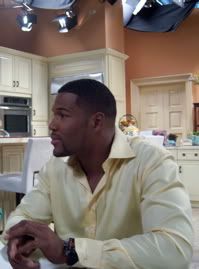 Michael Strahan on the set of 