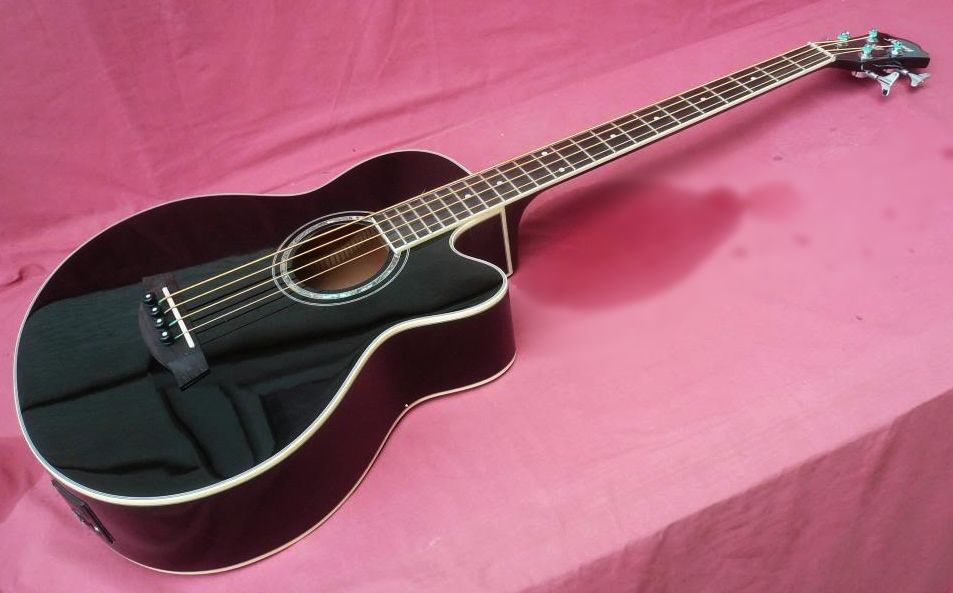 Ibanez AEB10EBK AcousticElectric Bass Guitar JET BLACK GLOSSY Fishman