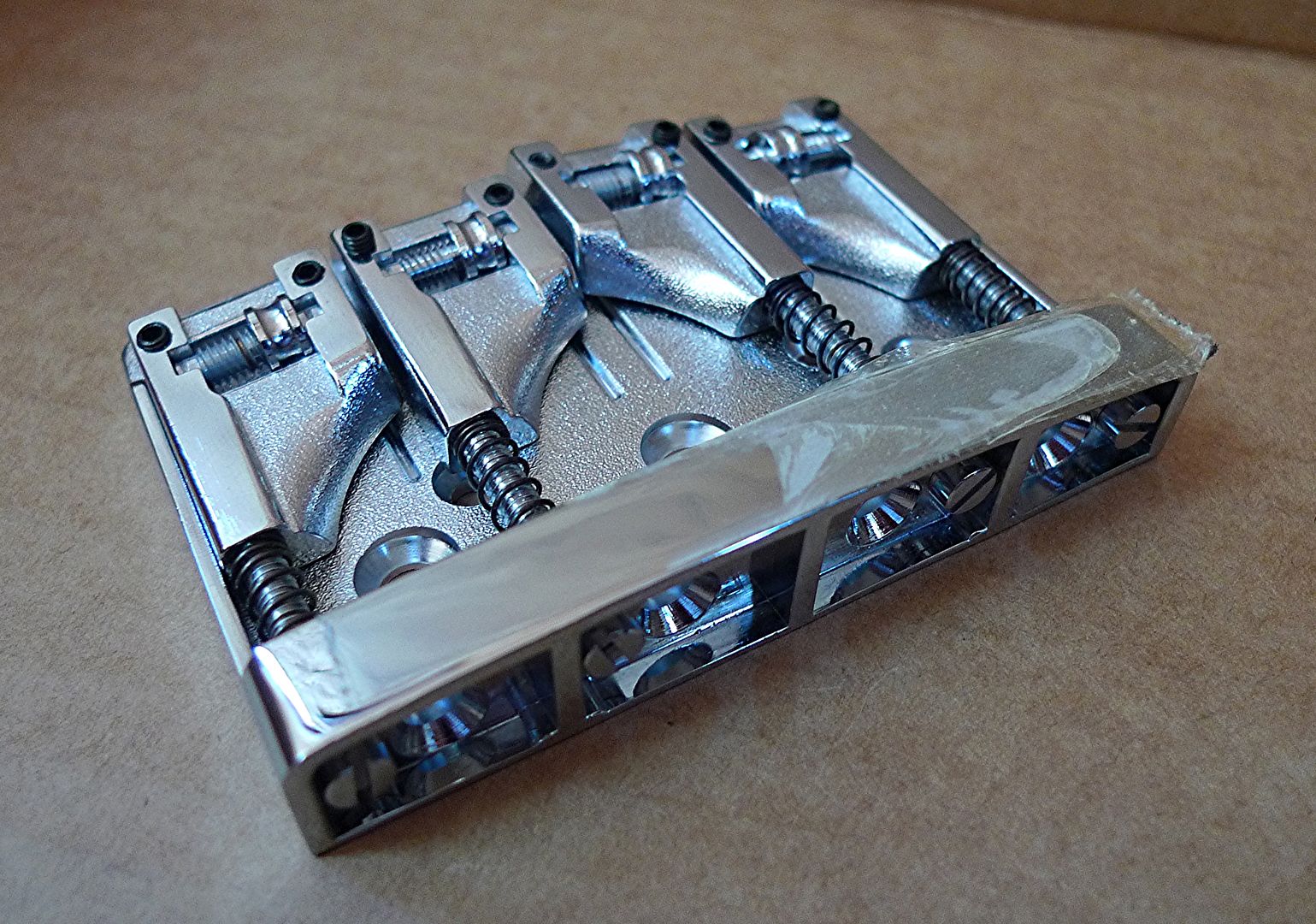 Schaller 463, 4 String Bass Bridge, Chrome ROLLER SADDLES made in