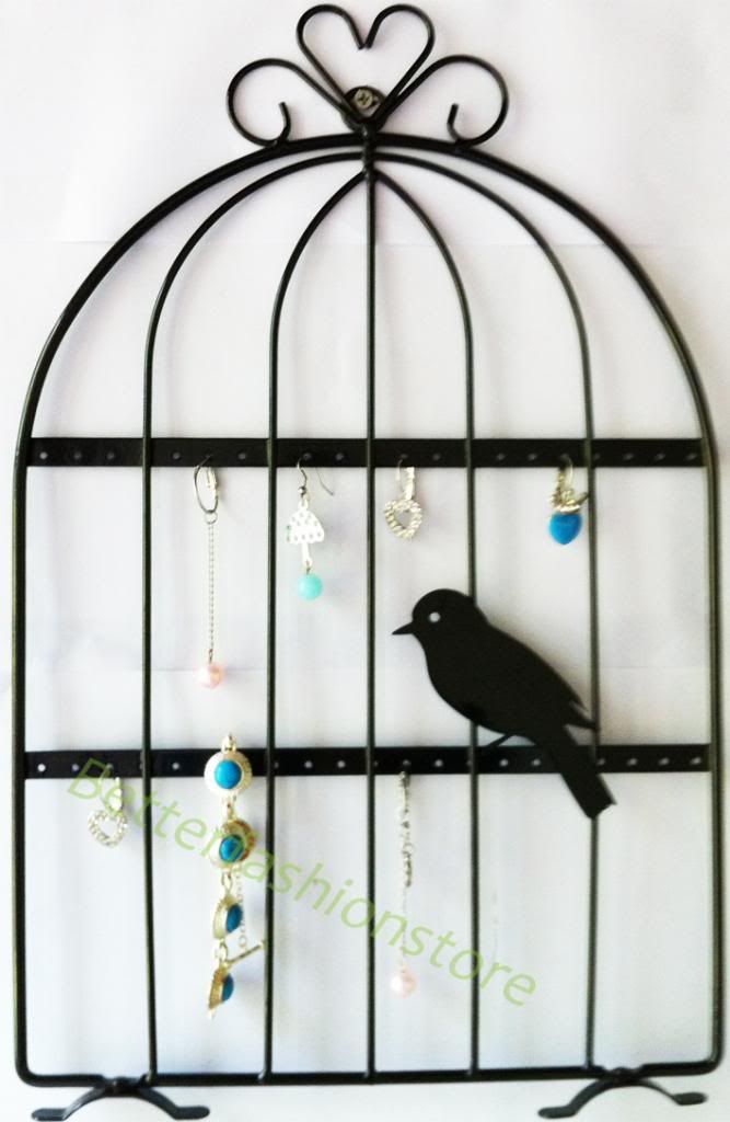 Birdcage Jewelry Earring Keys Rack Hook Hanger Organizer Holder Shabby