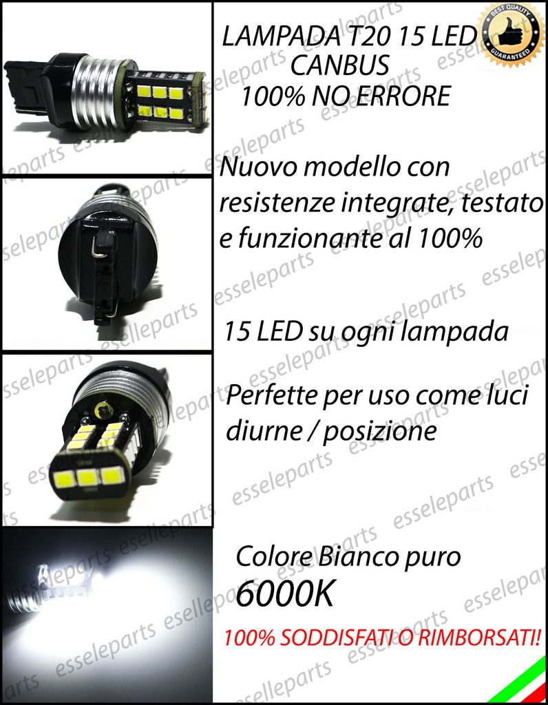 LAMPADA RETROMARCIA 15 LED T20 W21W CANBUS MAZDA 3 BK 6000K NO ERROR